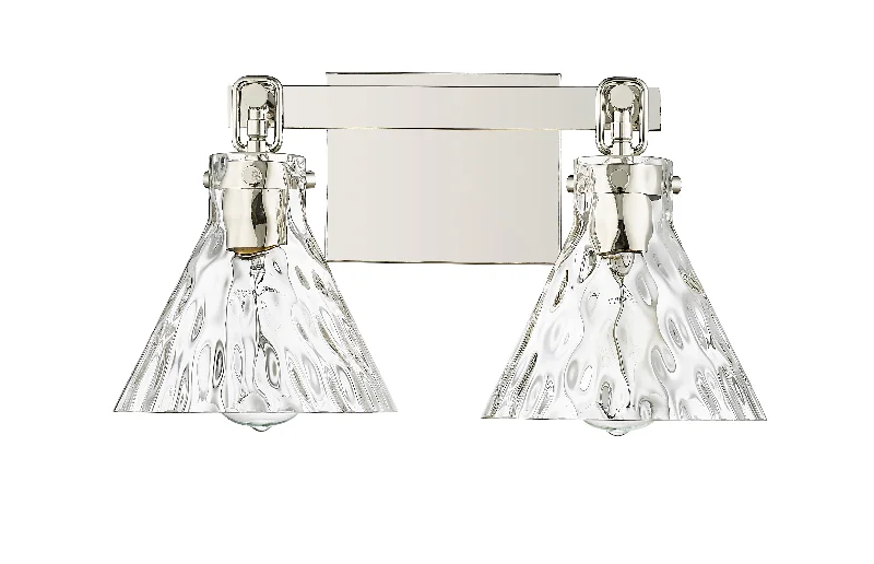 Industrial Lighting for Automotive Manufacturing Plants2 Lamps Barlon Vanity Light - Polished Nickel - Clear Water Glass - 16.25in. Wide