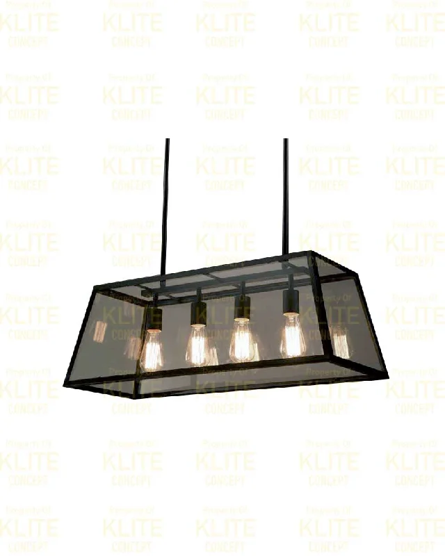 Industrial Black Glass Hanging Light