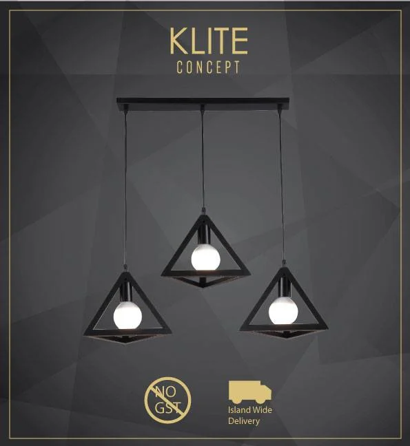 Triangle Industrial Hanging Light in set of 3