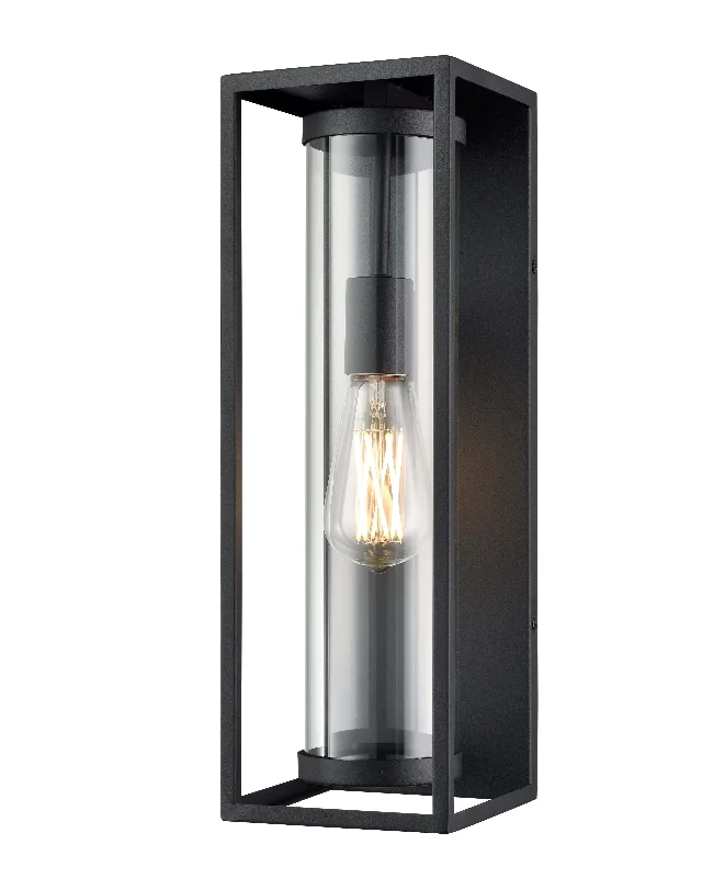 Industrial Lighting for Printing Press FacilitiesCaleb Outdoor Wall Sconce - Textured Black - Clear Glass - 16.5in. Height - E26 Medium Base