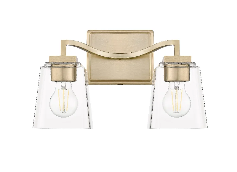 Industrial Lighting for Chemical Plants2 Lamps Avenna Vanity Light - Modern Gold - Clear Glass - 14.5in. Wide