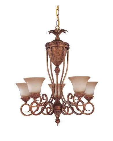 Nuvo Lighting 60-1542 San Remo Collection 5 Light Chandelier in Mayan Gold Finish