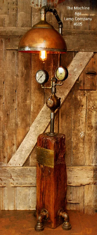 Industrial Lighting for Woodworking FactoriesSteampunk Lamp, Antique Steam Gauge and Barn Wood Base #605 - sold Industrial Lighting for Woodworking FactoriesSteampunk Lamp, Antique Steam Gauge and Barn Wood Base #605 - sold