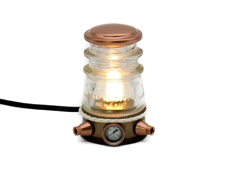 Industrial Ceiling - Mounted Lighting for Assembly PlantsSteampunk 2 1/2" Aluminum Base Clear Insulator Lamp, Industrial Lighting, Man Cave Deco, Neo Victorian Lamp design, Cyberpunk Lamp