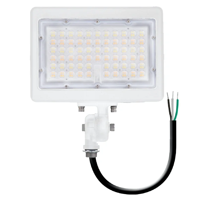 Industrial Lighting for Automotive Manufacturing Plants80W/70W/60W Mini LED Area Flood Light - 30K/40K/50K - 1/2'' NPT Thread - 120-277VAC - Photocell - White