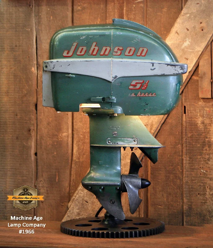 Industrial Task Lighting for Precision WorkstationsSteampunk Industrial / Antique Johnson Boat Motor / Nautical / Marine / Cabin / Lamp #1966 sold