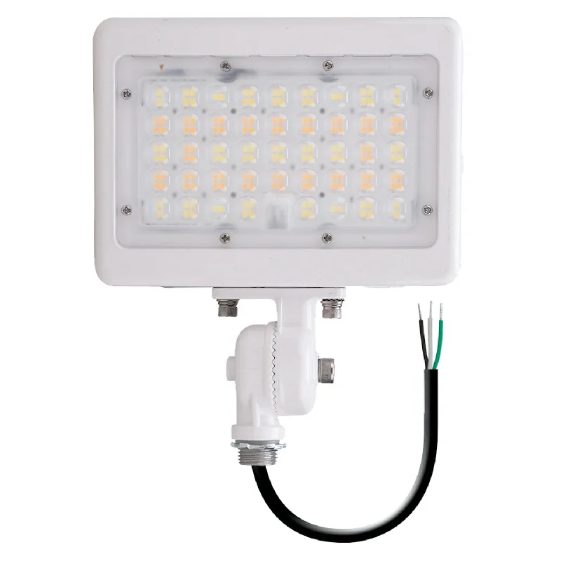 Industrial Wall - Mounted Lighting for Workshop Walls30W/15W Mini LED Area Flood Light - 30K/40K/50K - 1/2'' NPT Thread - 120-277VAC - Photocell - White