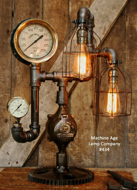 Corrosion - Resistant Industrial Lighting for Coastal FactoriesSteampunk Industrial, Steam Gauge Lamp, #434 - SOLD Corrosion - Resistant Industrial Lighting for Coastal FactoriesSteampunk Industrial, Steam Gauge Lamp, #434 - SOLD