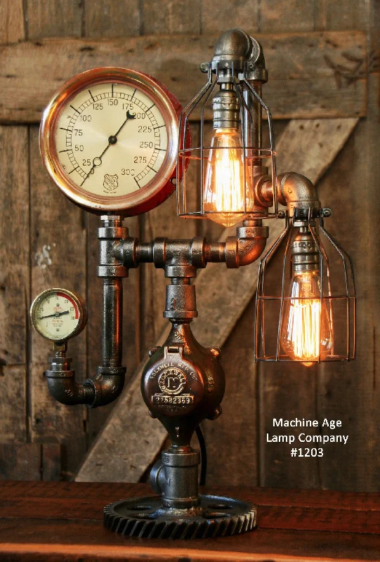 Industrial Exit Sign Lighting for Quick EvacuationSteampunk Industrial Steam Gauge Lamp, #1203 - SOLD