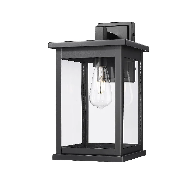 Industrial Flood Lighting for Outdoor Loading DocksBowton II Outdoor Wall Sconce - Powder Coated Black - Clear Glass - 9.625in. Extension - E26 Medium Base