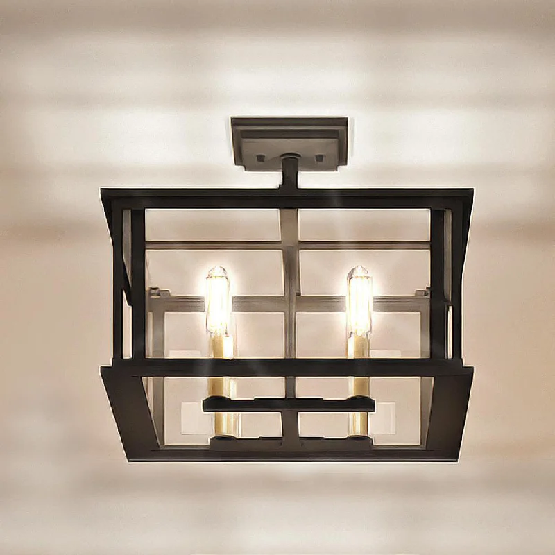 Industrial Exit Sign Lighting for Quick EvacuationUQL3531 Transitional Ceiling Light, 12.25"H x 14"W, Natural Black Finish, Portsmouth Collection
