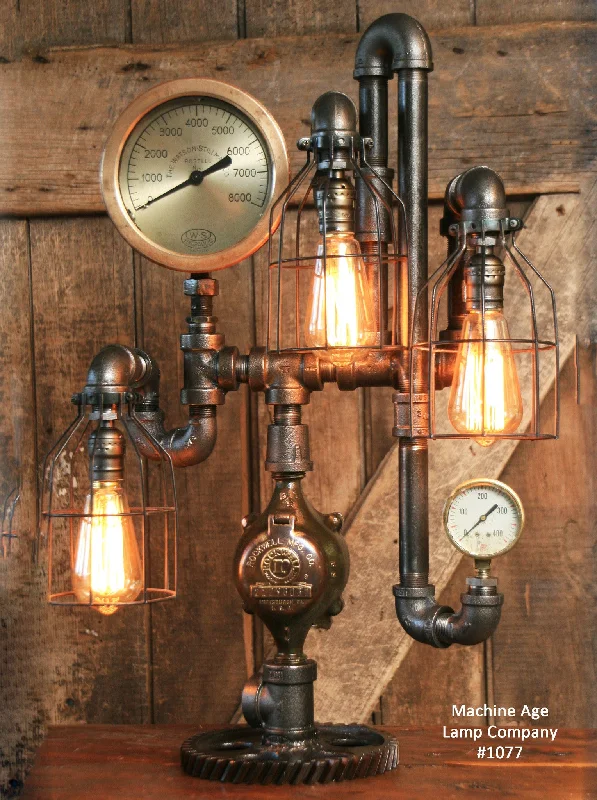 Industrial Lighting for Woodworking FactoriesSteampunk Industrial Lamp, Steam Gauge,  #1077 sold
