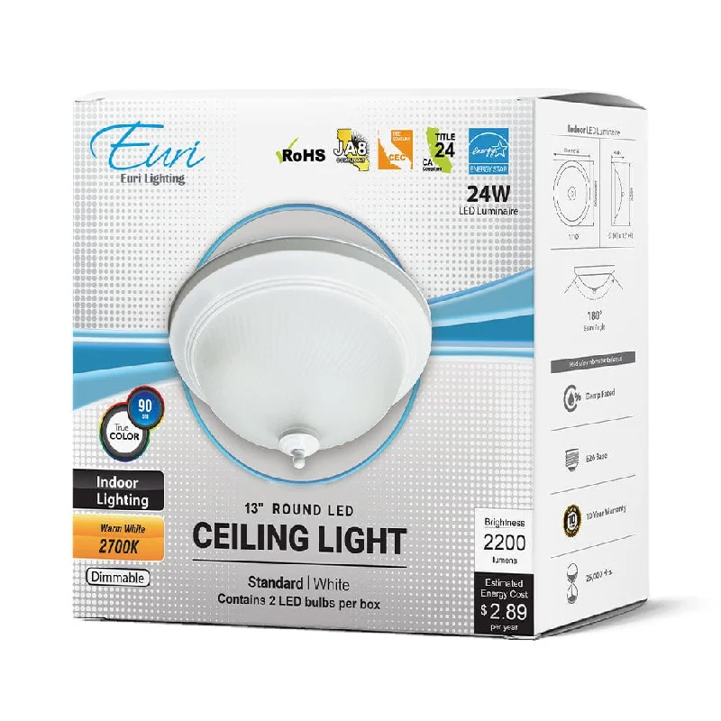 Industrial Flood Lighting for Outdoor Loading Docks24W 13in. Round White Dimmable LED Ceiling Light - 180 Degrees Beam - 120V Direct Wiring - 2,200 Lm - 2700K Soft White Industrial Flood Lighting for Outdoor Loading Docks24W 13in. Round White Dimmable LED Ceiling Light - 180 Degrees Beam - 120V Direct Wiring - 2,200 Lm - 2700K Soft White