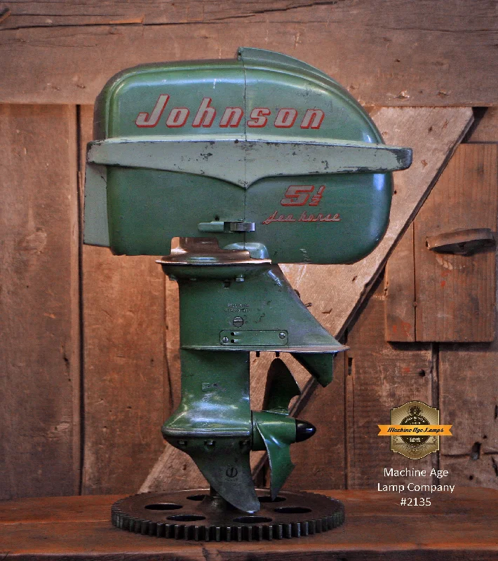Color - Tunable Industrial Lighting for Special ApplicationsSteampunk Industrial / Antique Johnson Boat Motor / Nautical / Marine / Cabin / Lamp #2135