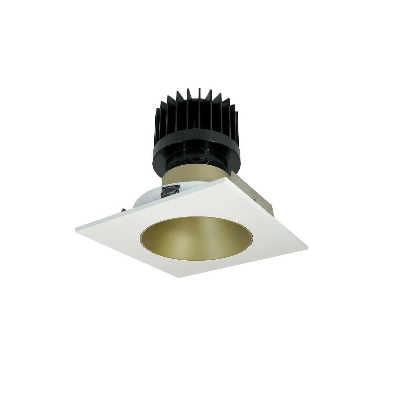 String Lights for Porch LightingNora Lighting NIO-4SNDC27XCHMPW/HL 4" Iolite LED Square Reflector With Round Aperture, 1500lm/2000lm/2500lm (varies by housing), 2700K - Champagne Haze Reflector / Matte Powder White Flange