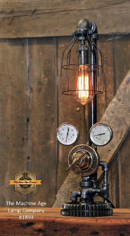 Industrial Flood Lighting for Outdoor Loading DocksSteampunk Industrial Lamp / Antique Welding Regulator / Lamp #1893 - Sold