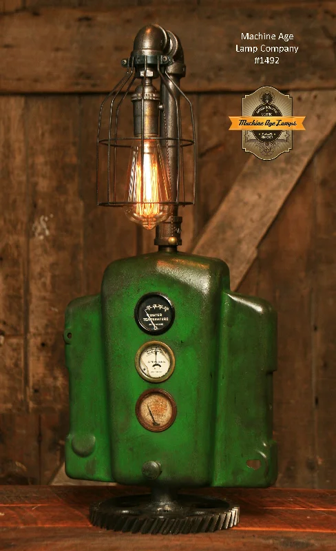 Industrial Lighting for Woodworking FactoriesSteampunk Industrial Lamp / John Deere Farm Tractor / Lamp #1492