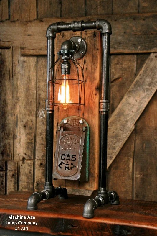 Waterproof Industrial Lighting for Wet AreasSteampunk Industrial Lamp / Barn Wood / Stove Door / Milwaukee  / #1240 sold