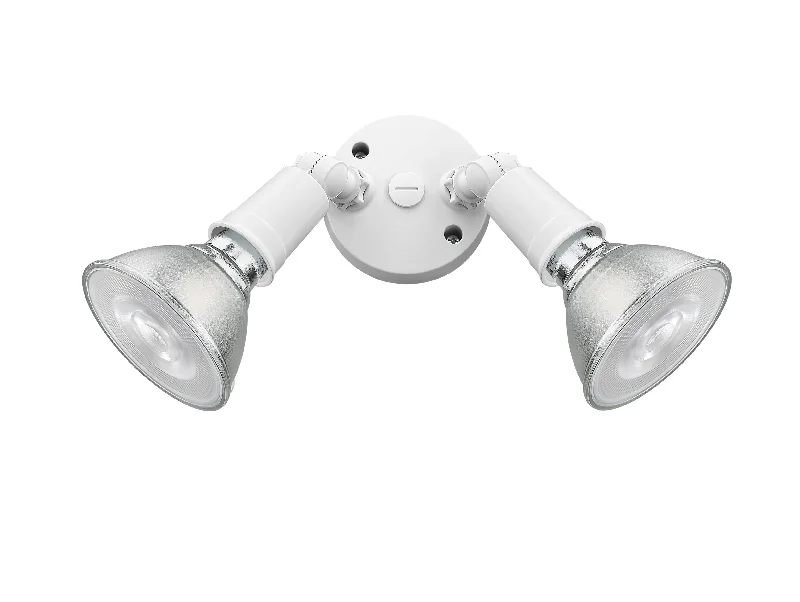 Industrial Lighting for Chemical PlantsOutdoor Dual-Head Flood Light - Matte White - 6.15in Extension - E26 Medium Base Industrial Lighting for Chemical PlantsOutdoor Dual-Head Flood Light - Matte White - 6.15in Extension - E26 Medium Base