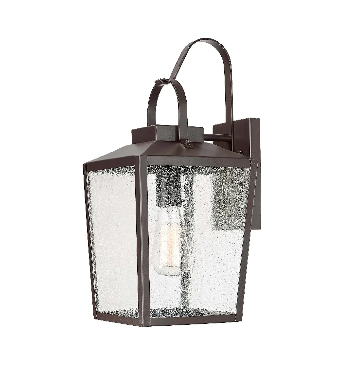 Industrial Wall - Mounted Lighting for Workshop WallsDevens Outdoor Wall Sconce - Powder Coated Bronze - Clear Seeded Glass - 9.375in. Extension - E26 Medium Base