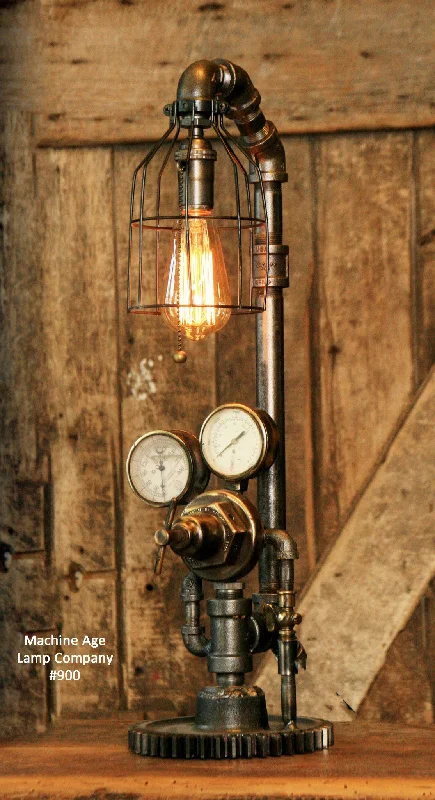 Explosion - Proof Industrial Lighting for Hazardous LocationsSteampunk Industrial Pipe Lamp, Brass Regulator, Steam Gauge , #900 sold