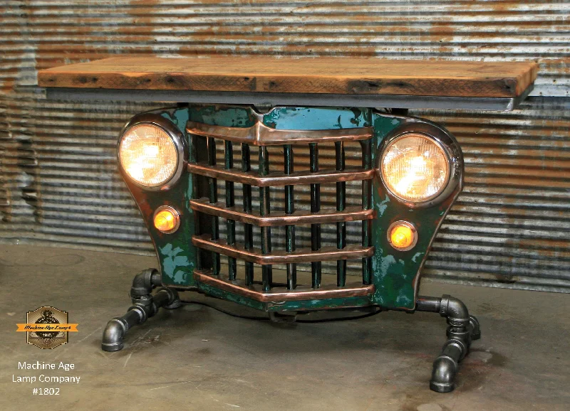 Industrial Ceiling - Mounted Lighting for Assembly PlantsIndustrial Antique Jeep CJ Military Willys Grille Table, Console, lamp Stand #1802 sold Industrial Ceiling - Mounted Lighting for Assembly PlantsIndustrial Antique Jeep CJ Military Willys Grille Table, Console, lamp Stand #1802 sold