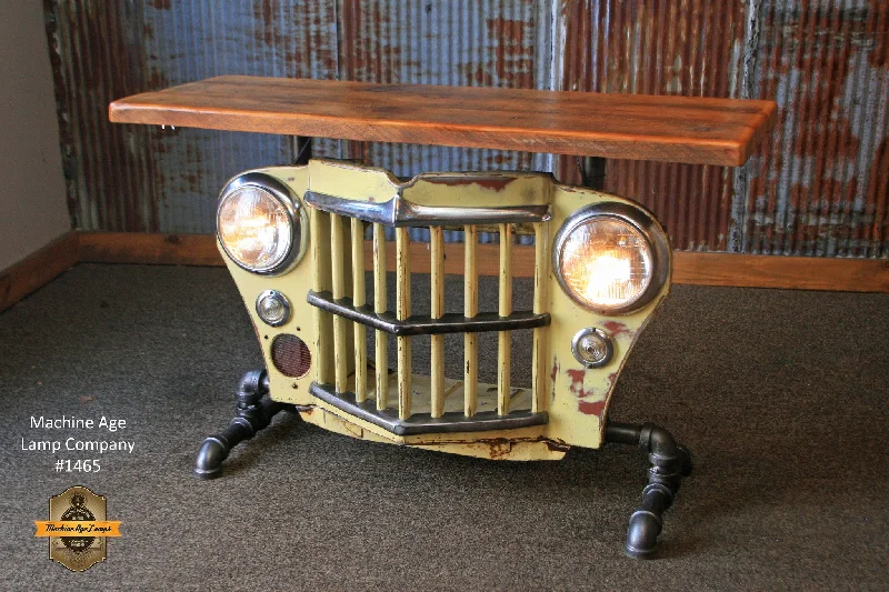 Industrial Lighting for Food Processing FactoriesIndustrial Antique Jeep CJ Military Willys Grille Table, Console, lamp Stand #1465 - sold Industrial Lighting for Food Processing FactoriesIndustrial Antique Jeep CJ Military Willys Grille Table, Console, lamp Stand #1465 - sold