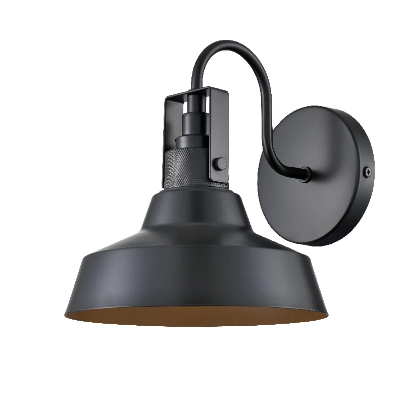 Industrial Lighting for Metal Fabrication ShopsAxell Outdoor Wall Sconce - Powder Coated Black - 9.75in. Extension - E26 Medium Base