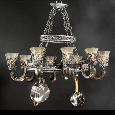 Stylicon by Thomas Lighting AB1304 STG Royal Conservatory Collection 8 Light Pot Rack Chandelier in Sterling Patina Finish Stylicon by Thomas Lighting AB1304 STG Royal Conservatory Collection 8 Light Pot Rack Chandelier in Sterling Patina Finish
