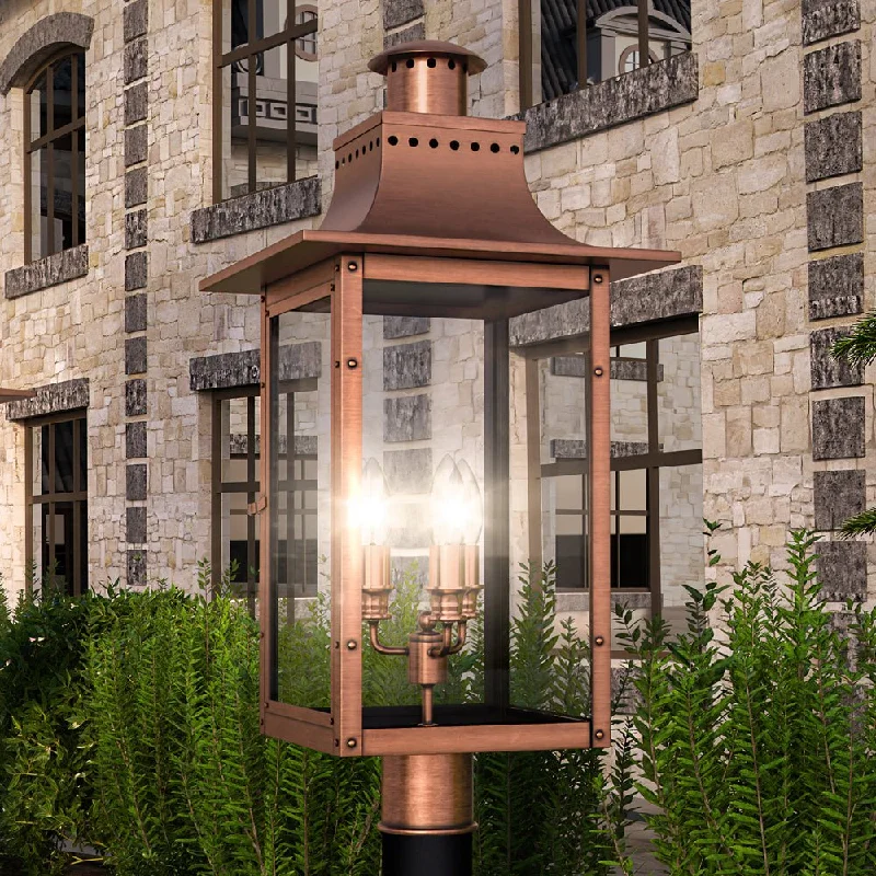 Industrial Lighting for Food Processing FactoriesUQL1410 Vintage Outdoor Post/Pier Light, 26"H x 12"W, Rustic Copper Finish, Longview Collection
