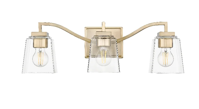 High - Bay LED Industrial Lighting for Warehouses3 Lamps Avenna Vanity Light - Modern Gold - Clear Glass - 23.6in. Wide
