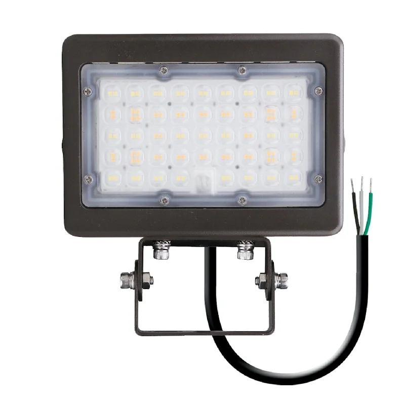 Industrial Lighting for Food Processing Factories30W/15W Mini LED Area Flood Light - 30K/40K/50K - Trunnion Mount - 120-277VAC - Photocell - Bronze