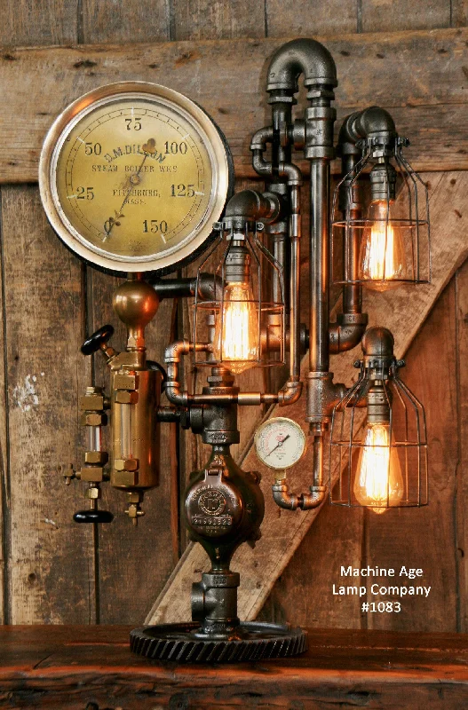 Industrial Task Lighting for Precision WorkstationsSteampunk Industrial Steam Gauge Lamp, Brass Oiler #1083 - SOLD