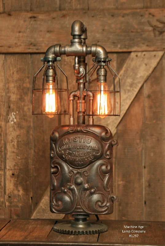 Industrial Lighting for Metal Fabrication ShopsSteampunk Industrial Lamp / Stove / Furnace / Gear / #1297 - sold Industrial Lighting for Metal Fabrication ShopsSteampunk Industrial Lamp / Stove / Furnace / Gear / #1297 - sold