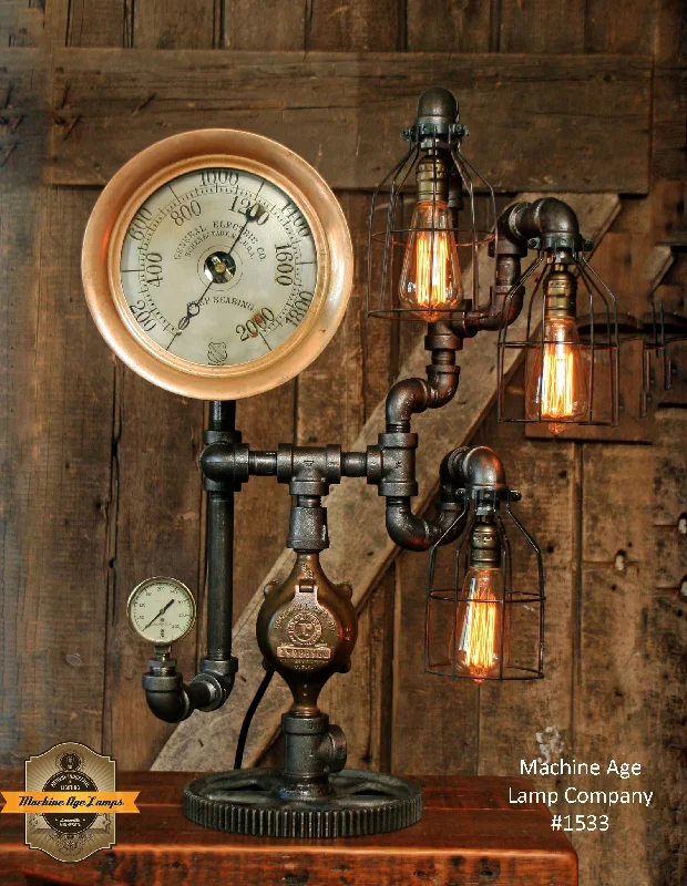Industrial Area Lighting for Large Open SpacesSteampunk Industrial / New York / Steam Gauge / Lamp #1533 - SOLD