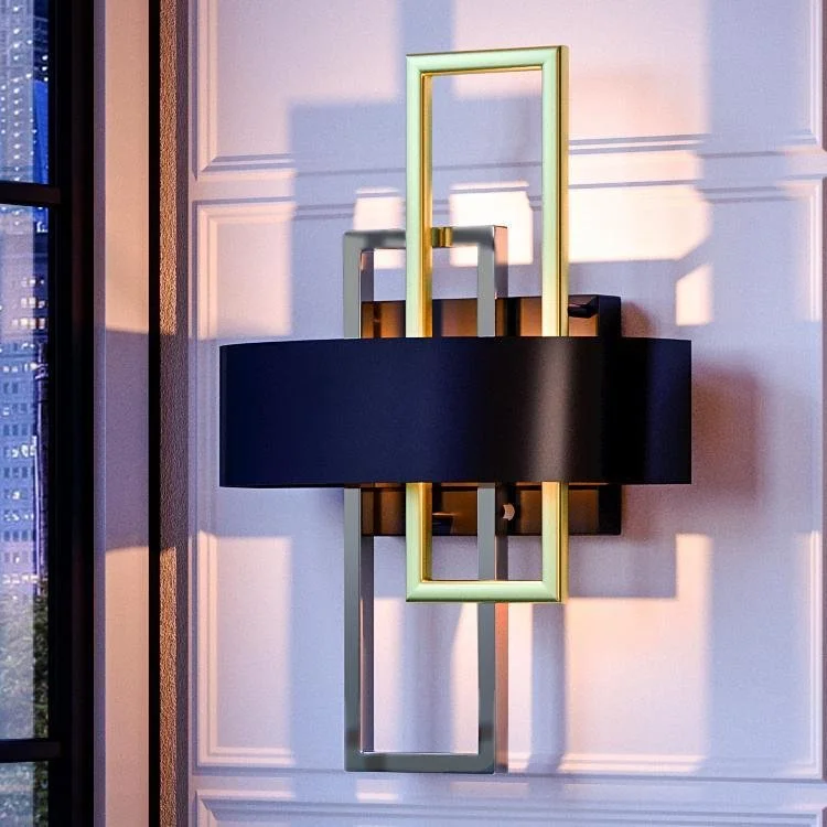 Dimmable Industrial Lighting for Ambiance ControlUHP2783 Modern Wall Sconce, 15-1/2" x 11", Midnight Black Finish, Vegas Collection Dimmable Industrial Lighting for Ambiance ControlUHP2783 Modern Wall Sconce, 15-1/2" x 11", Midnight Black Finish, Vegas Collection