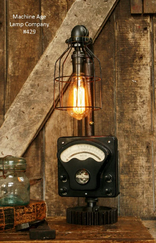 Low - Bay Industrial Lighting Fixtures for Small FactoriesSteampunk Industrial, Antique Military Test Meter Lamp, #429 - SOLD Low - Bay Industrial Lighting Fixtures for Small FactoriesSteampunk Industrial, Antique Military Test Meter Lamp, #429 - SOLD