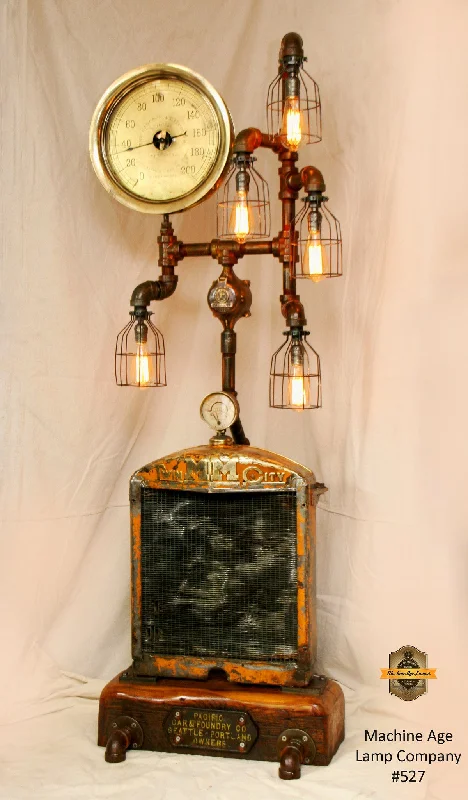 Industrial Ceiling - Mounted Lighting for Assembly PlantsSteampunk Minneapolis Moline Farm Steam Gauge Lamp Floor - SOLD