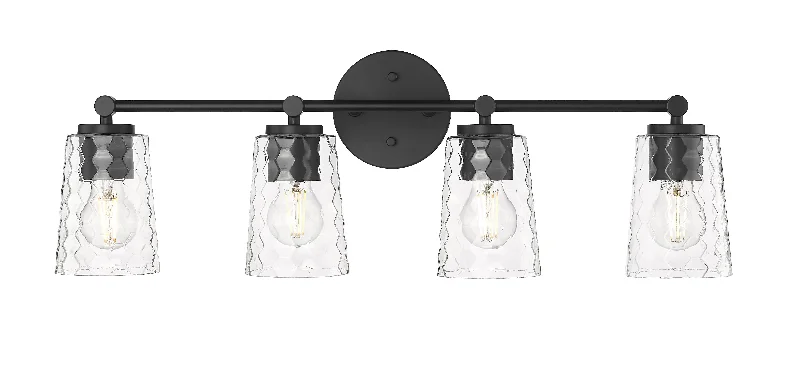 High - Bay LED Industrial Lighting for Warehouses4 Lamps Ashli Vanity Light - Matte Black - Clear Honeycomb Glass - 28in. Wide