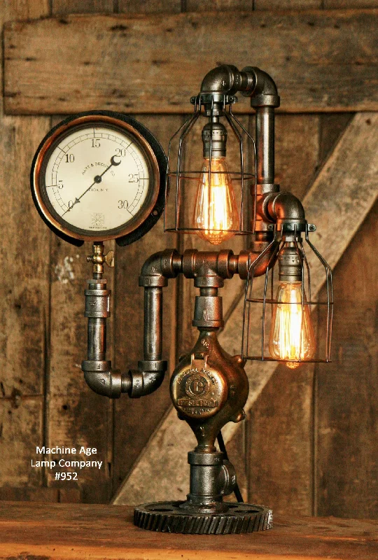 Color - Tunable Industrial Lighting for Special ApplicationsSteampunk Industrial Pipe Lamp, Antique 6" Steam Gauge , #952 sold