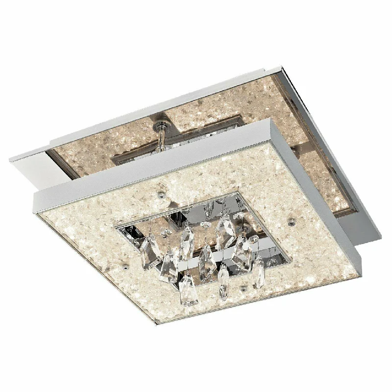 Elan by Kichler Lighting 83411 Crushed Ice Square Collection LED Flush Mount Ceiling Light in Polished Chrome Finish Elan by Kichler Lighting 83411 Crushed Ice Square Collection LED Flush Mount Ceiling Light in Polished Chrome Finish