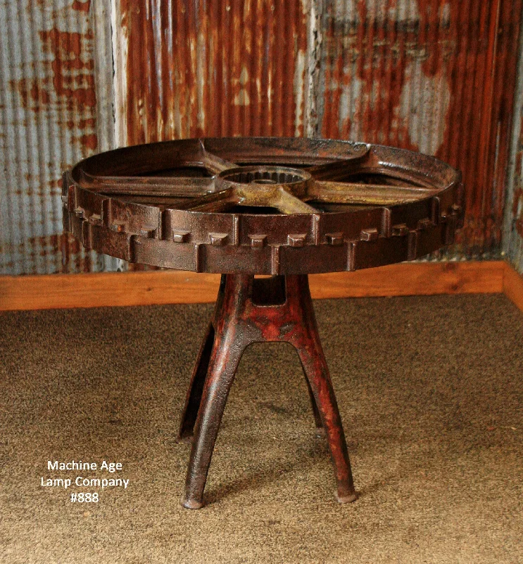 High - Bay LED Industrial Lighting for WarehousesSteampunk Industrial table, lamp stand, glass top #888 - SOLD