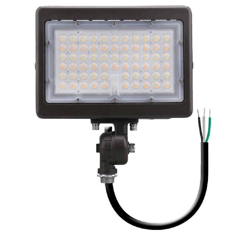 Industrial Lighting for Pharmaceutical Manufacturing80W/70W/60W Mini LED Area Flood Light - 30K/40K/50K - 1/2'' NPT Thread - 120-277VAC - Photocell - Bronze