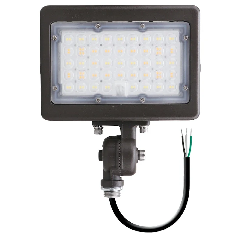 Industrial Flood Lighting for Outdoor Loading Docks30W/15W Mini LED Area Flood Light - 30K/40K/50K - 1/2'' NPT Thread - 120-277VAC - Photocell - Bronze