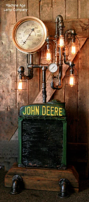 Dimmable Industrial Lighting for Ambiance ControlSteampunk Industrial , Antique John Deere Radiator Floor Lamp Farm - #950 Dimmable Industrial Lighting for Ambiance ControlSteampunk Industrial , Antique John Deere Radiator Floor Lamp Farm - #950