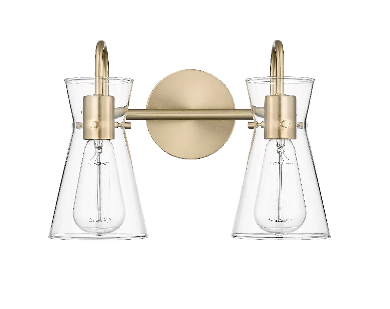 Explosion - Proof Industrial Lighting for Hazardous Locations2 Lamps Camellia Vanity Light - Modern Gold - Clear Glass - 13.4in. Wide