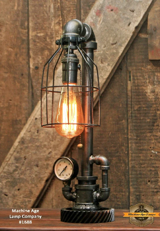 Waterproof Industrial Lighting for Wet AreasSteampunk Industrial / Gear / Steam Gauge / Lamp #1688