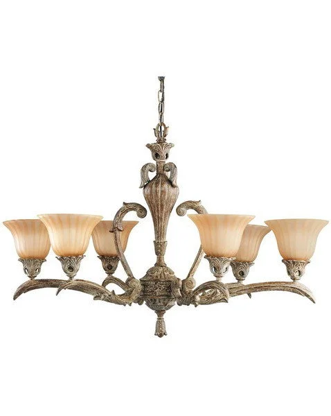 Kichler Lighting 1914 APC Kimberley Collection Six Light Oval Hanging Chandelier in Aged Pecan Finish Kichler Lighting 1914 APC Kimberley Collection Six Light Oval Hanging Chandelier in Aged Pecan Finish