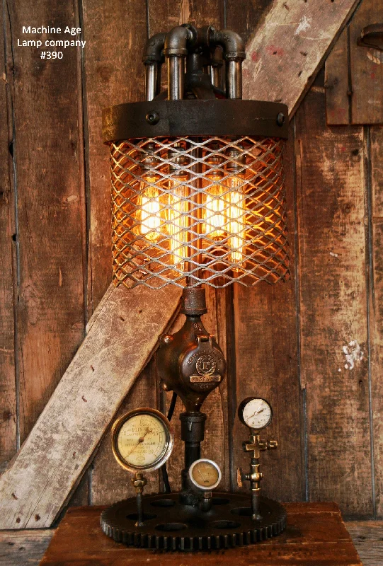 Industrial Pendant Lighting for Machine ShopsSteampunk Industrial Lamp, Pitner Gas Steam Gauge #390 - SOLD Industrial Pendant Lighting for Machine ShopsSteampunk Industrial Lamp, Pitner Gas Steam Gauge #390 - SOLD