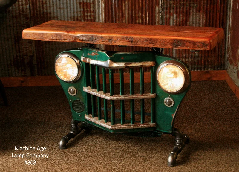 Industrial Lighting for Furniture FactoriesIndustrial Antique Jeep CJ Military Willys Grille Table, Console, lamp Stand - #808 - SOLD Industrial Lighting for Furniture FactoriesIndustrial Antique Jeep CJ Military Willys Grille Table, Console, lamp Stand - #808 - SOLD